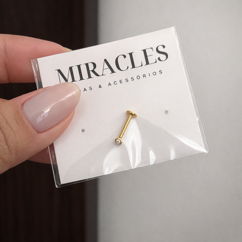Piercing Ponto de Luz Labret (Titânio Gold)