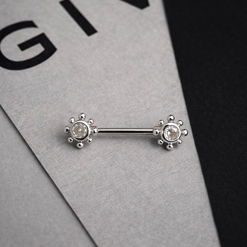 Piercing Mamilo (Titânio /Banho de Prata)