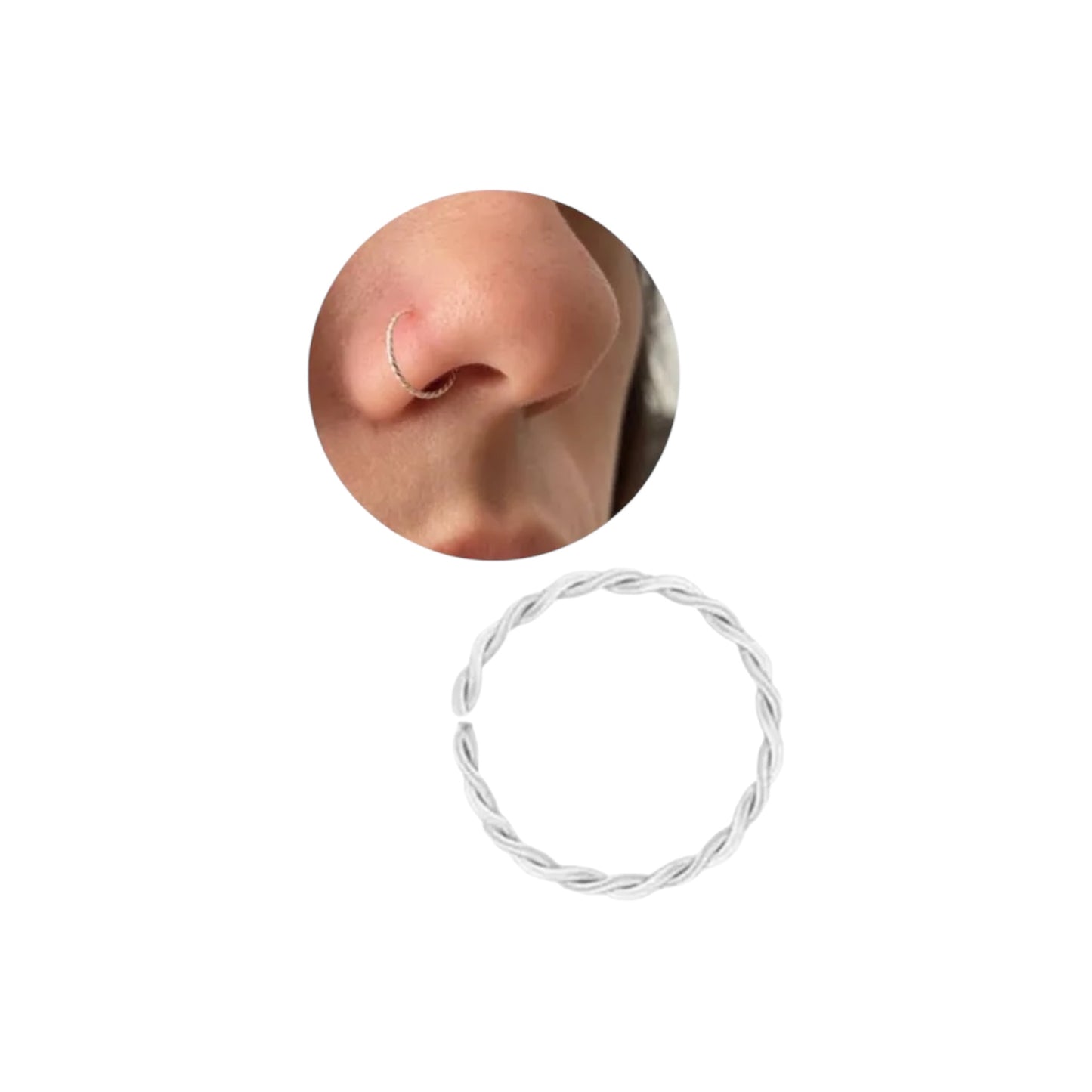 Piercing Argola Nariz torcida (Prata 925)