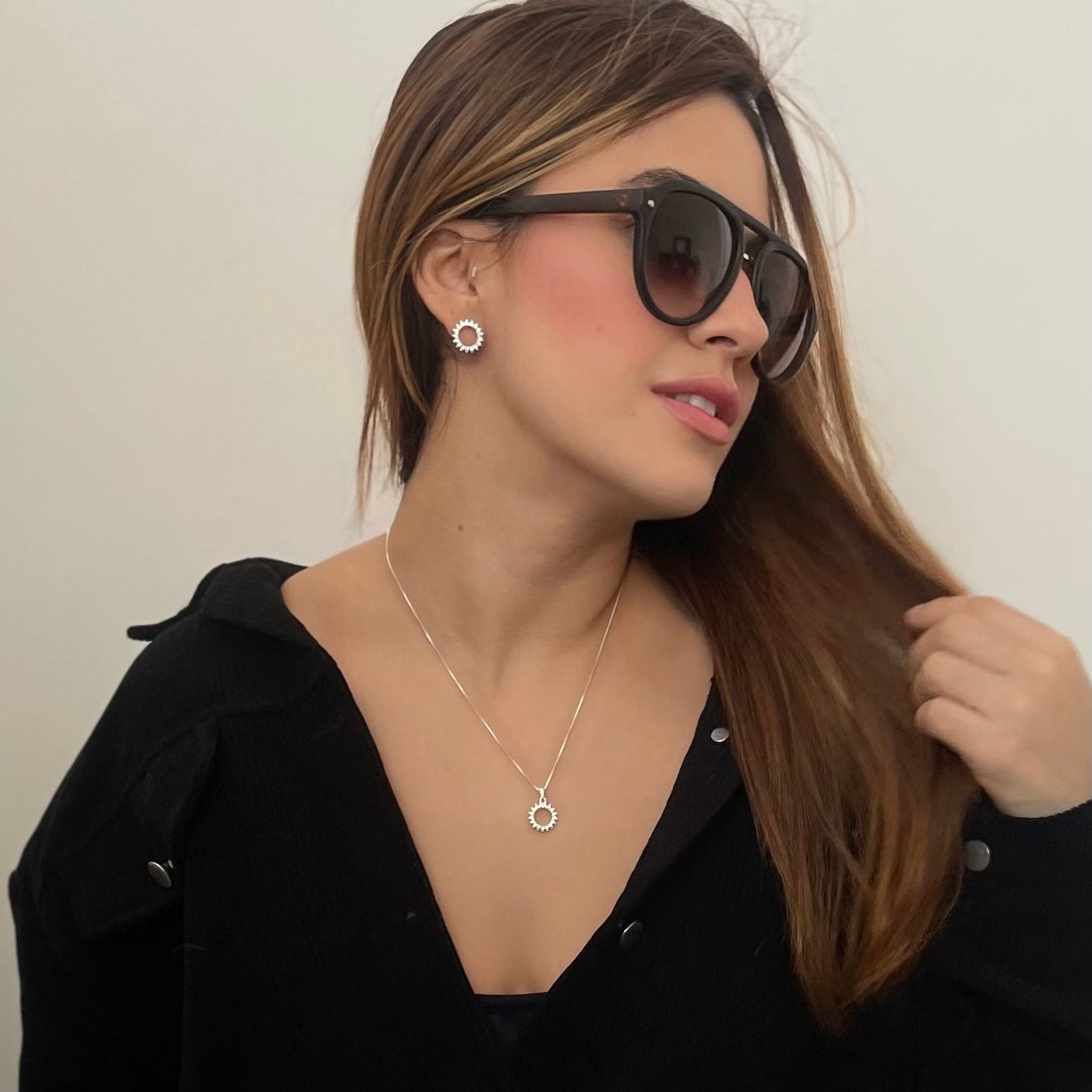 Conjunto círculo cravejado