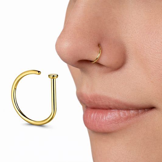 Piercing Nariz argola D-Ring (Titânio Gold)