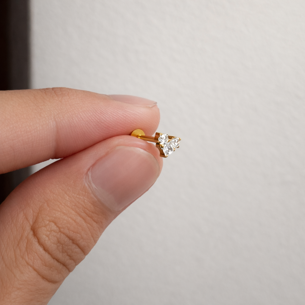 Piercing Coração Trinity (Titânio Gold)