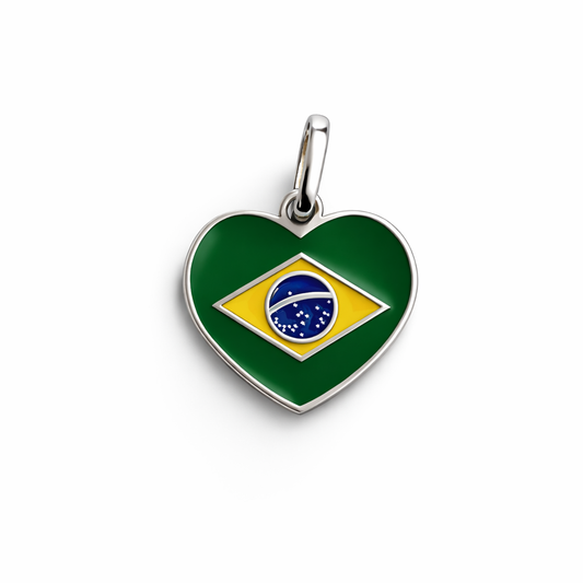 Pingente Coração Bandeira do Brasil