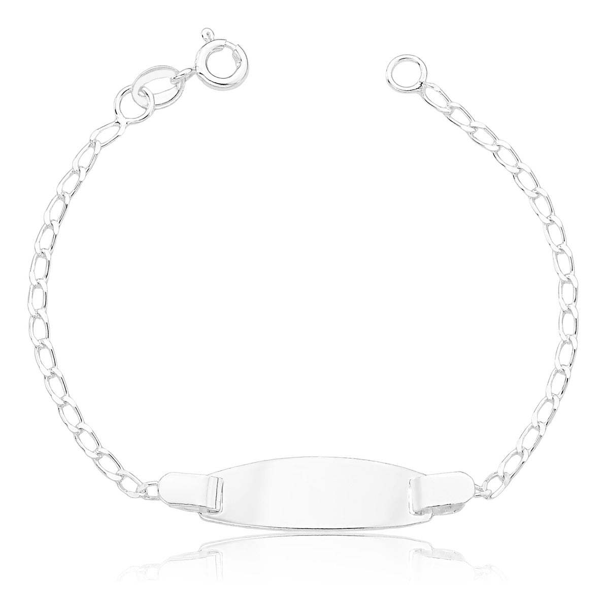 Pulseira Infantil de Prata 925 com Chapinha para Gravação
