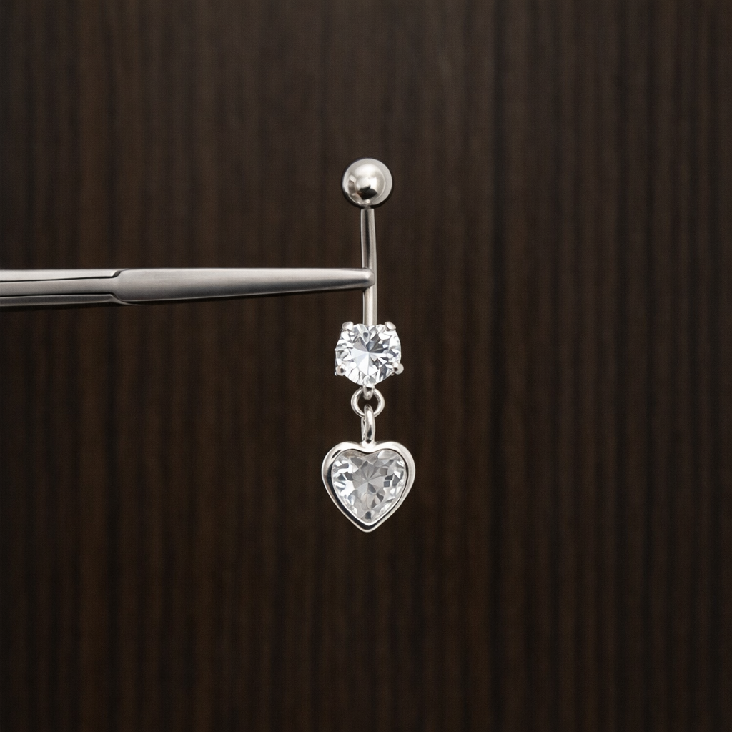 Piercing Umbigo Coração (Prata 925)