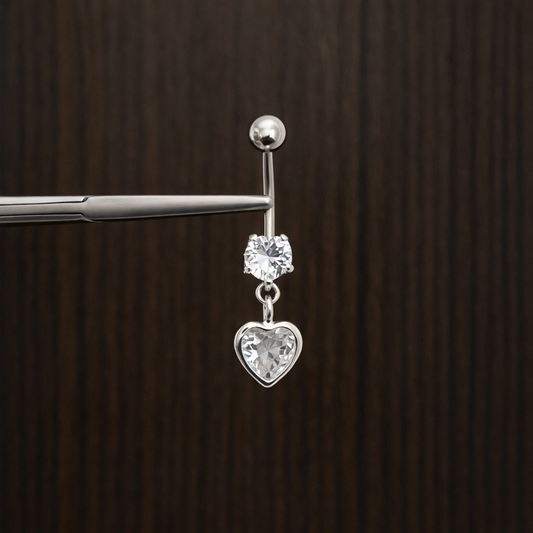 Piercing Umbigo Coração (Prata 925)