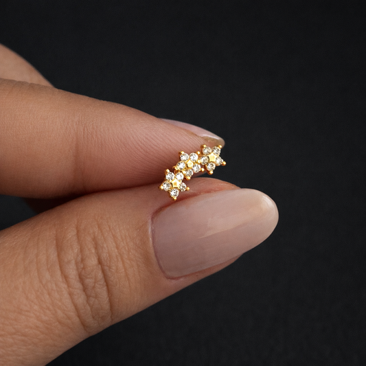 Piercing Trio Flor (Banho de Ouro)
