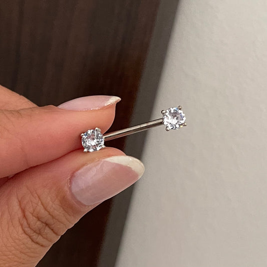Piercing de Titânio para Mamilo com Zircônias – Rosqueável