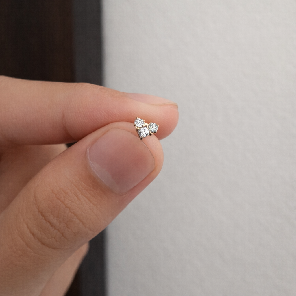 Piercing Coração Trinity (Titânio Gold)